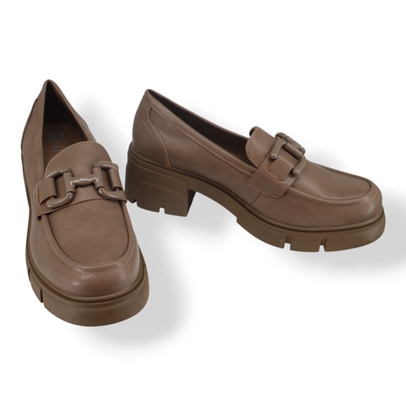 GC Shoes Shoes - GC Shoes Caesar Taupe Lug Sole Platform Loafer‎ Horsebit Chain Detail Size 9.5